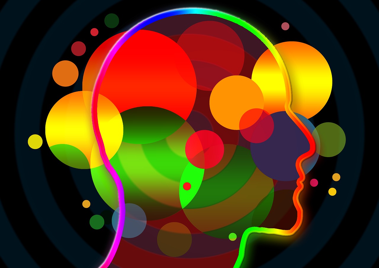 Colourful abstract head silhouette